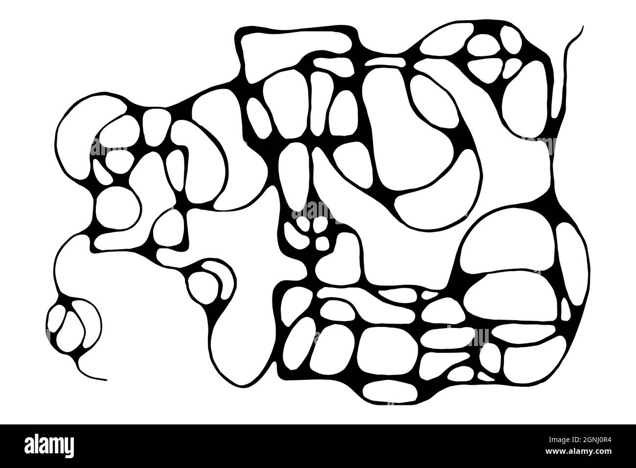 Illustrazione vettoriale dello schizzo di linee neurografiche. Astratto caotico sfondo di curve ondulate. Neuroart monocromatico disegnato a mano. Disegno cerebrale destro. C Illustrazione Vettoriale