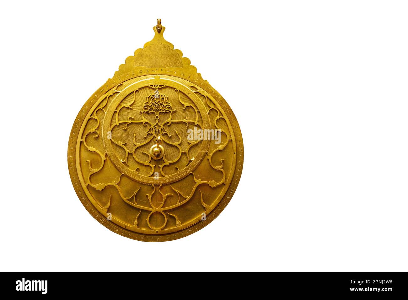 Astrolabio, uno strumento utilizzato per effettuare misurazioni astronomiche, tipicamente delle altitudini dei corpi celesti, e nella navigazione per il calcolo del lat Foto Stock