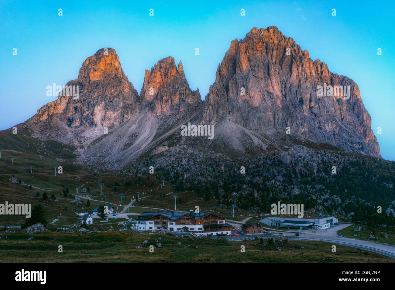 Passo della Sella, Alto Adige, Dolomiti, Alto Adige, Italia Foto Stock