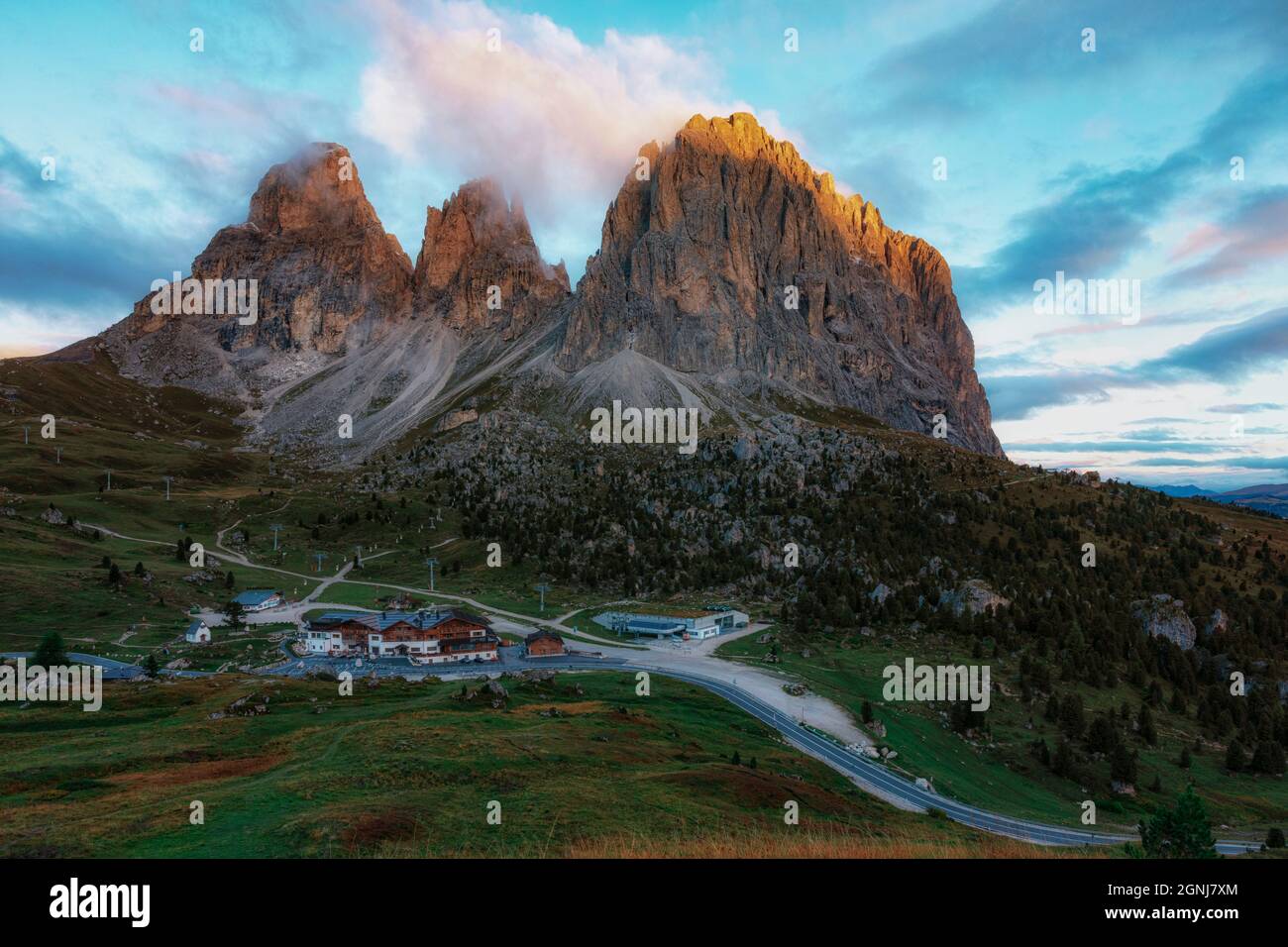Passo della Sella, Alto Adige, Dolomiti, Alto Adige, Italia Foto Stock