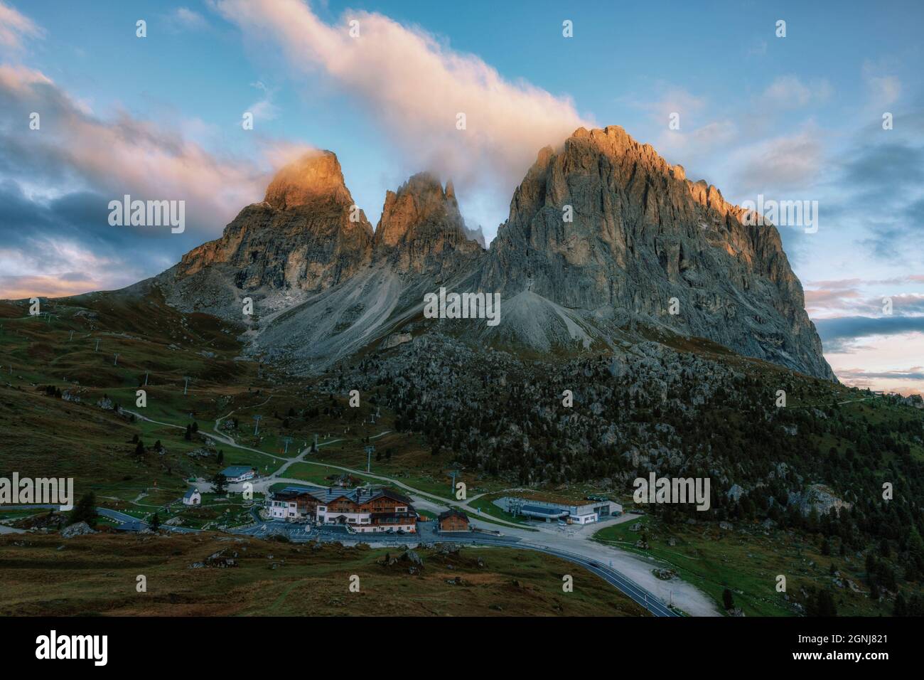 Passo della Sella, Alto Adige, Dolomiti, Alto Adige, Italia Foto Stock