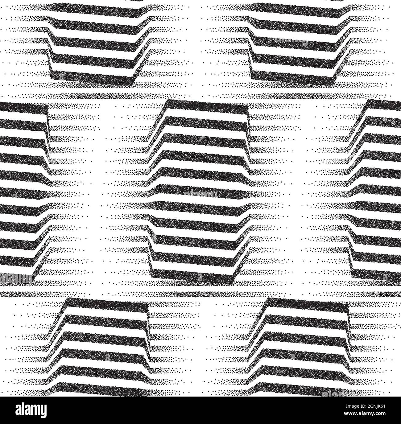 Moderno motivo d'arte con illusione ottica. Texture vettoriale senza cuciture con design lineare a strisce op art. EPS 10. Illustrazione Vettoriale