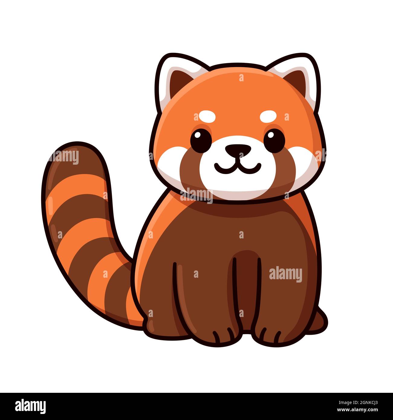Carino disegno di un personaggio di panda rosso cartoon. Illustrazione grafica della clip vettoriale Kawaii. Illustrazione Vettoriale