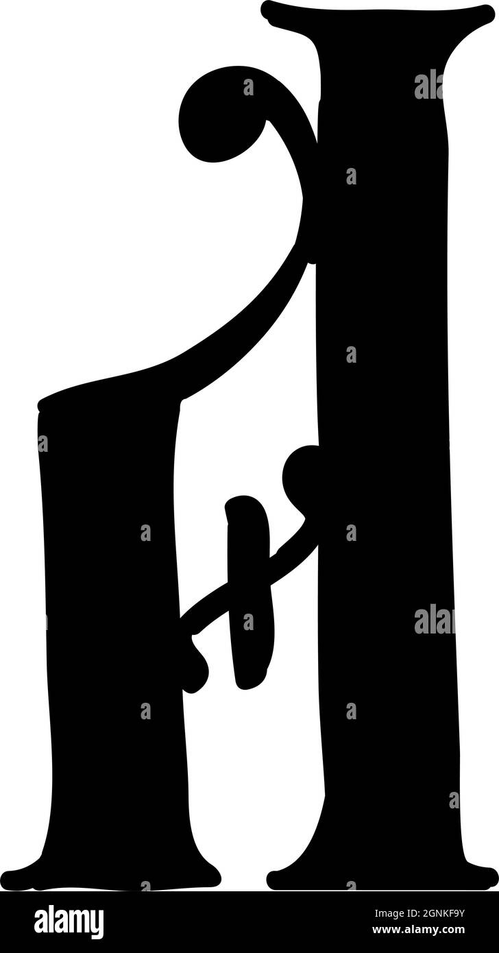 Lettera latina A. Vettore. Logo per la società. Icona per il sito. Lettera separata dall'alfabeto. Neo gotico-russo stile antico di 17-19 centurie Illustrazione Vettoriale