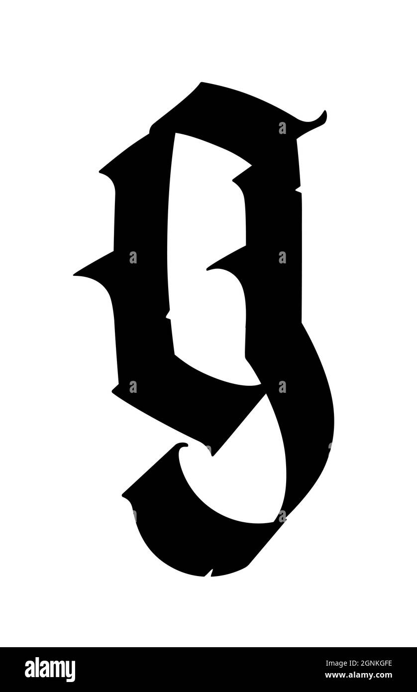 Lettera g in stile gotico. Vettore. Alfabeto. Il simbolo è isolato su uno  sfondo bianco. Calligrafia e lettere. Lettera latina medievale. Logo f  Immagine e Vettoriale - Alamy