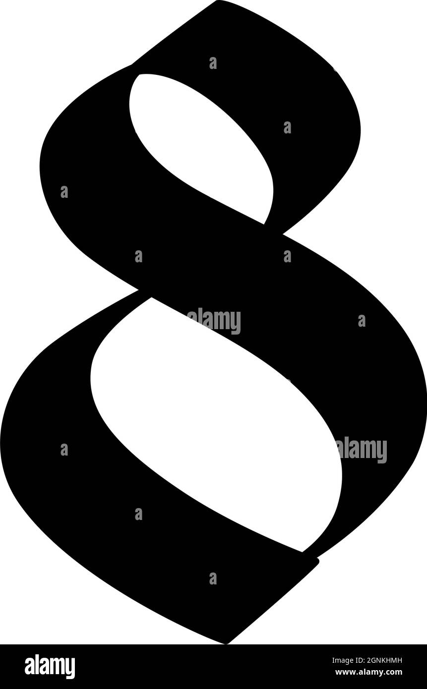Numero 8 in stile gotico. Vettore. Il simbolo è isolato su uno sfondo bianco. Calligrafia e lettere. Lettera latina medievale. Logo per il com Illustrazione Vettoriale