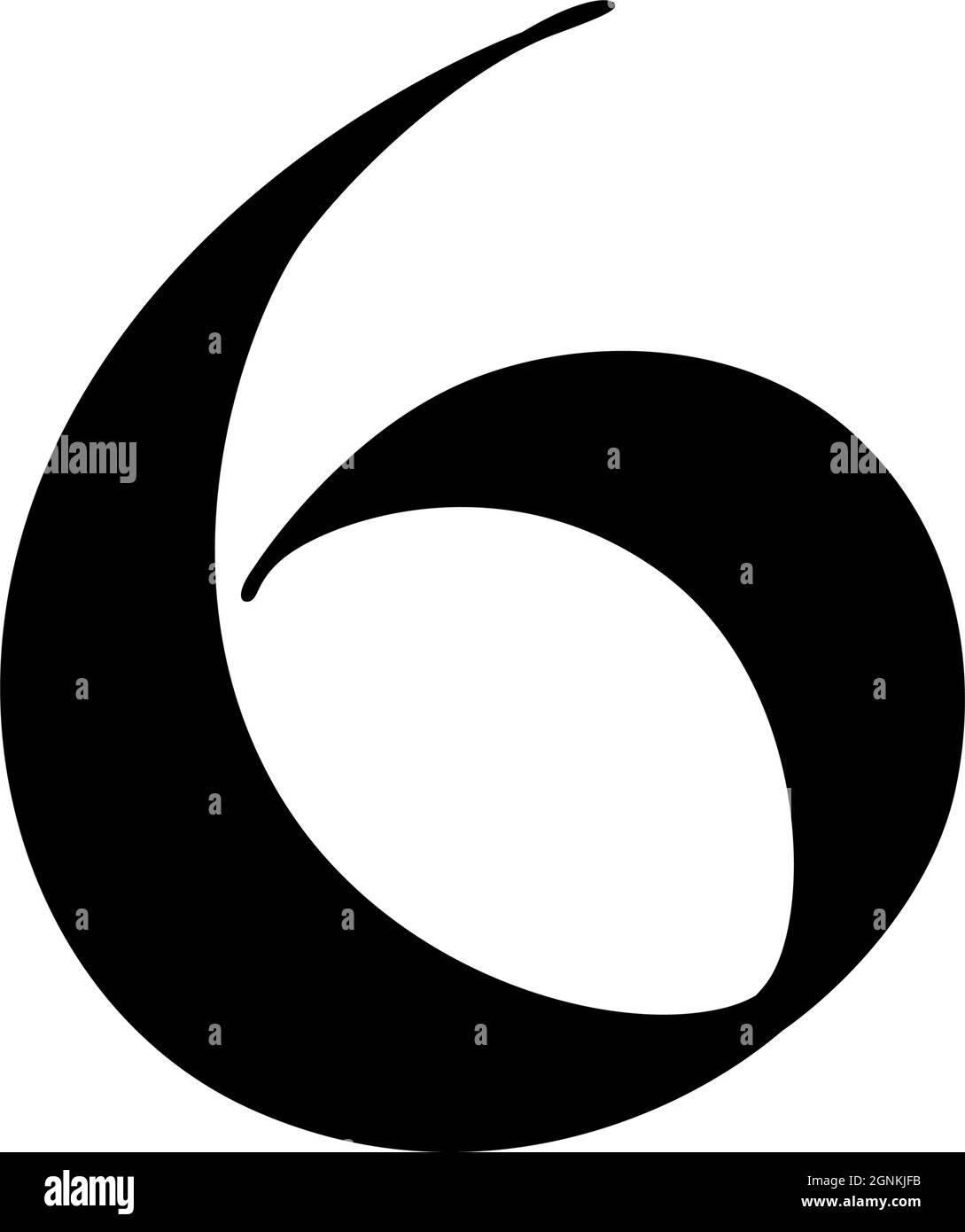 Numero 6 in stile gotico. Vettore. Il simbolo è isolato su uno sfondo bianco. Calligrafia e lettere. Lettera latina medievale. Logo per il com Illustrazione Vettoriale