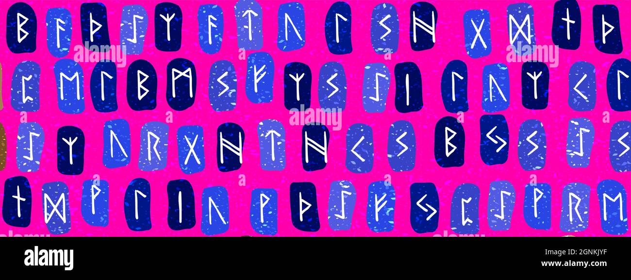 Simboli Rune Rune modello etnico senza soluzione di continuità. Alfabeto runico ...