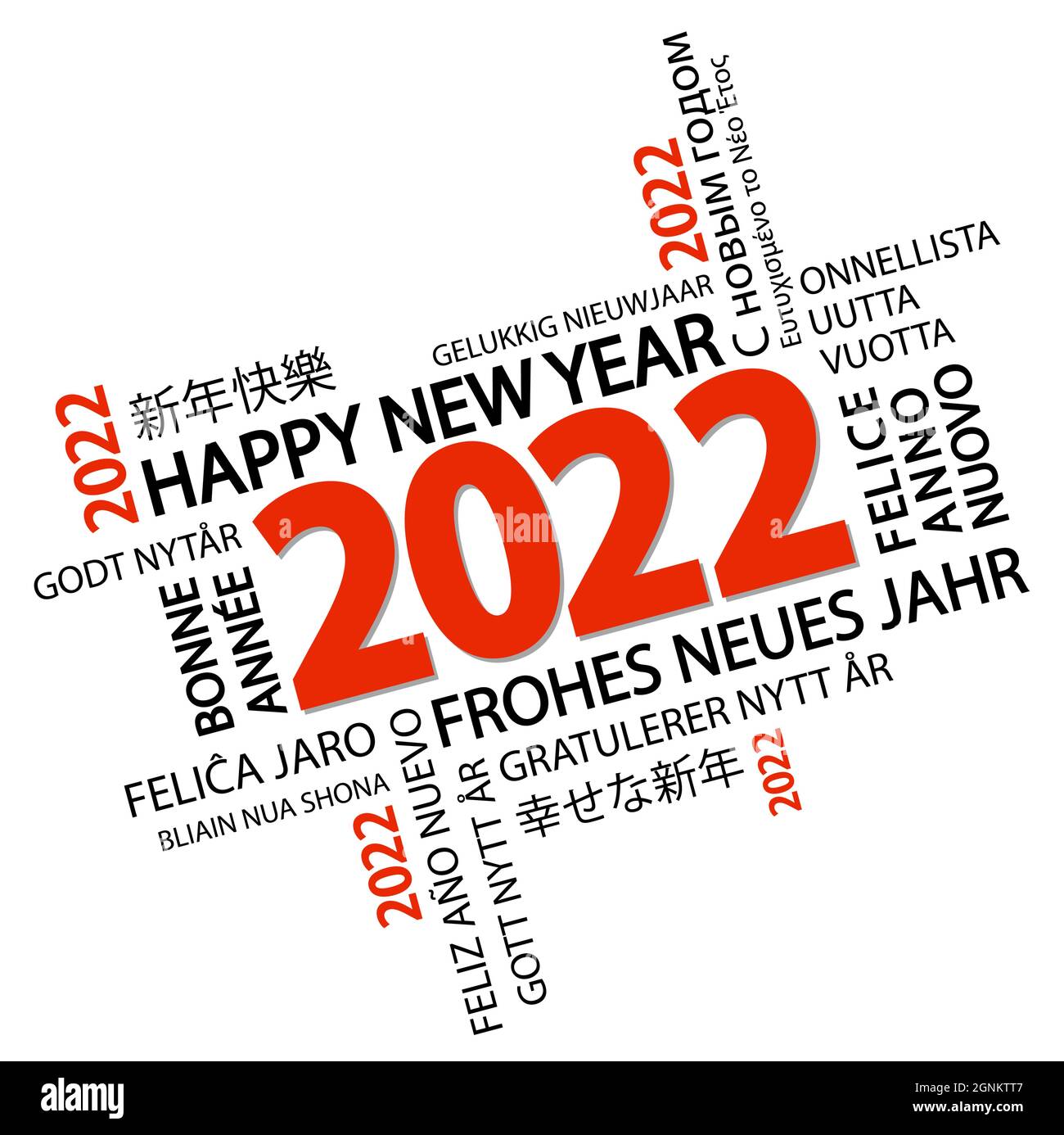 file vettoriale eps con nuvola di parole con auguri per il nuovo anno 2022 e sfondo bianco Illustrazione Vettoriale