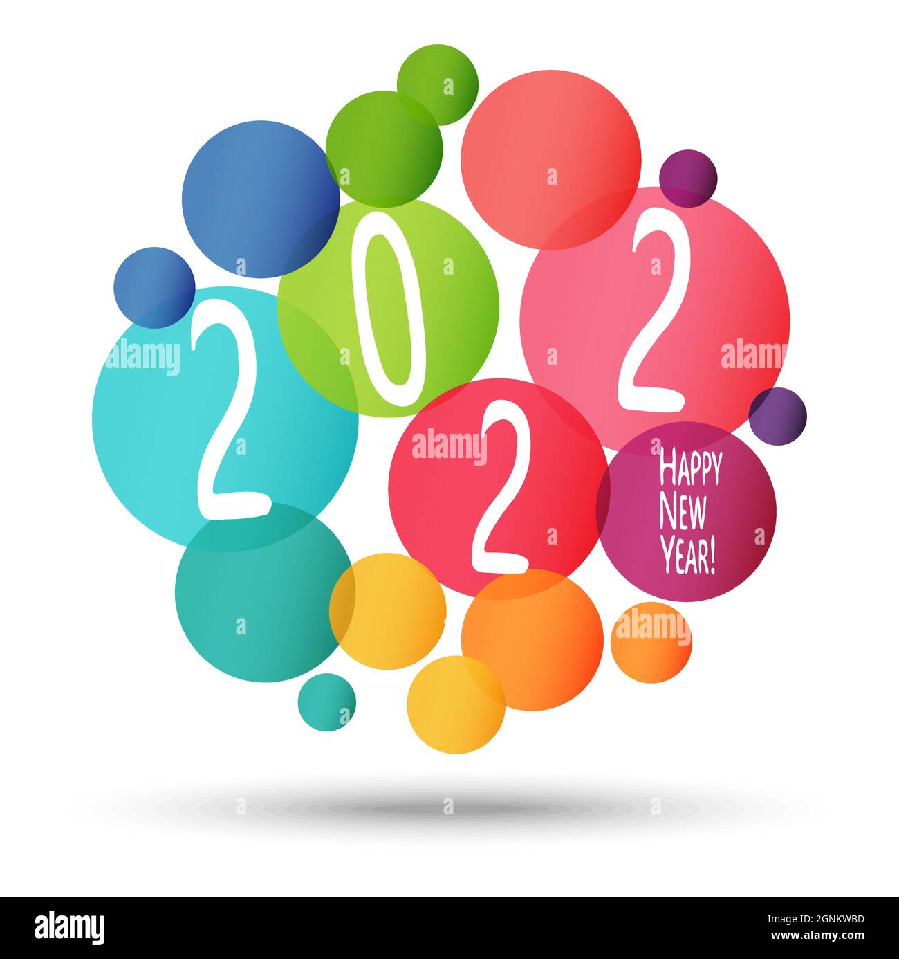 file vettoriale eps con sfondo a bolle colorate per i saluti di Capodanno 2022 Illustrazione Vettoriale