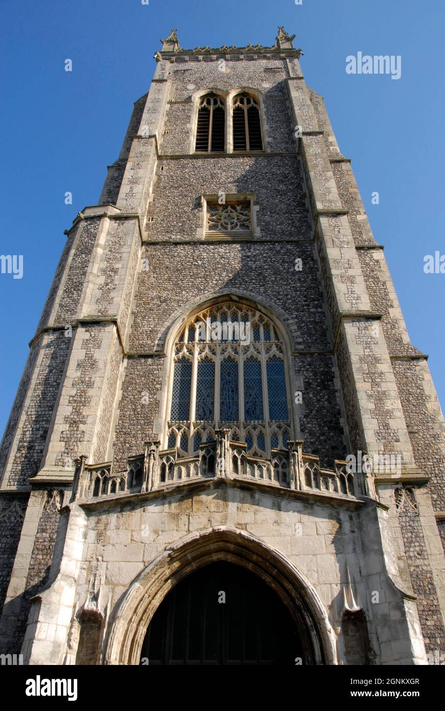 La torre di Cromer Parish Church (St Peter & St Paul) Cromer, Norfolk, Inghilterra Foto Stock