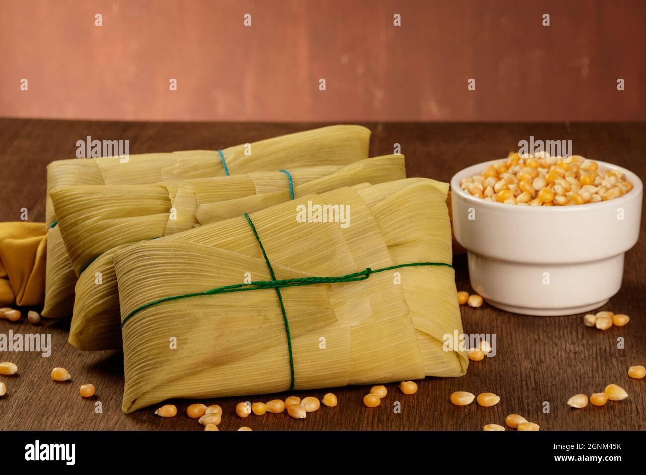 Pamonha, doce de milho tradicional do Brasil Foto Stock