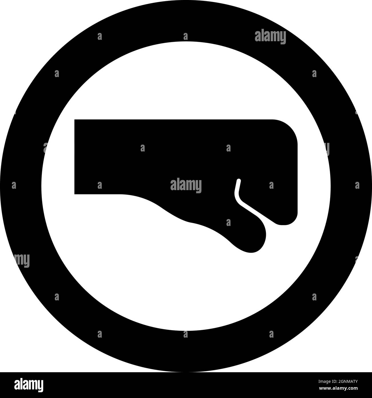 Icona a pugno in cerchio circolare immagine vettoriale di colore nero a tinta unita stile di contorno immagine semplice Illustrazione Vettoriale