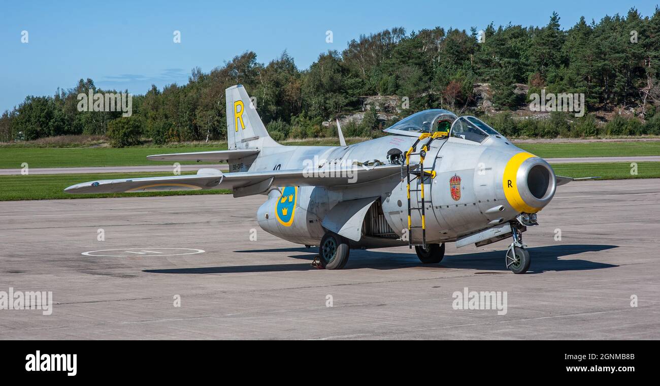 Gothenburg, Svezia - Agosto 30 2008: J29 Tunnan (se-DXB) al Göteborg Aero Show. Foto Stock