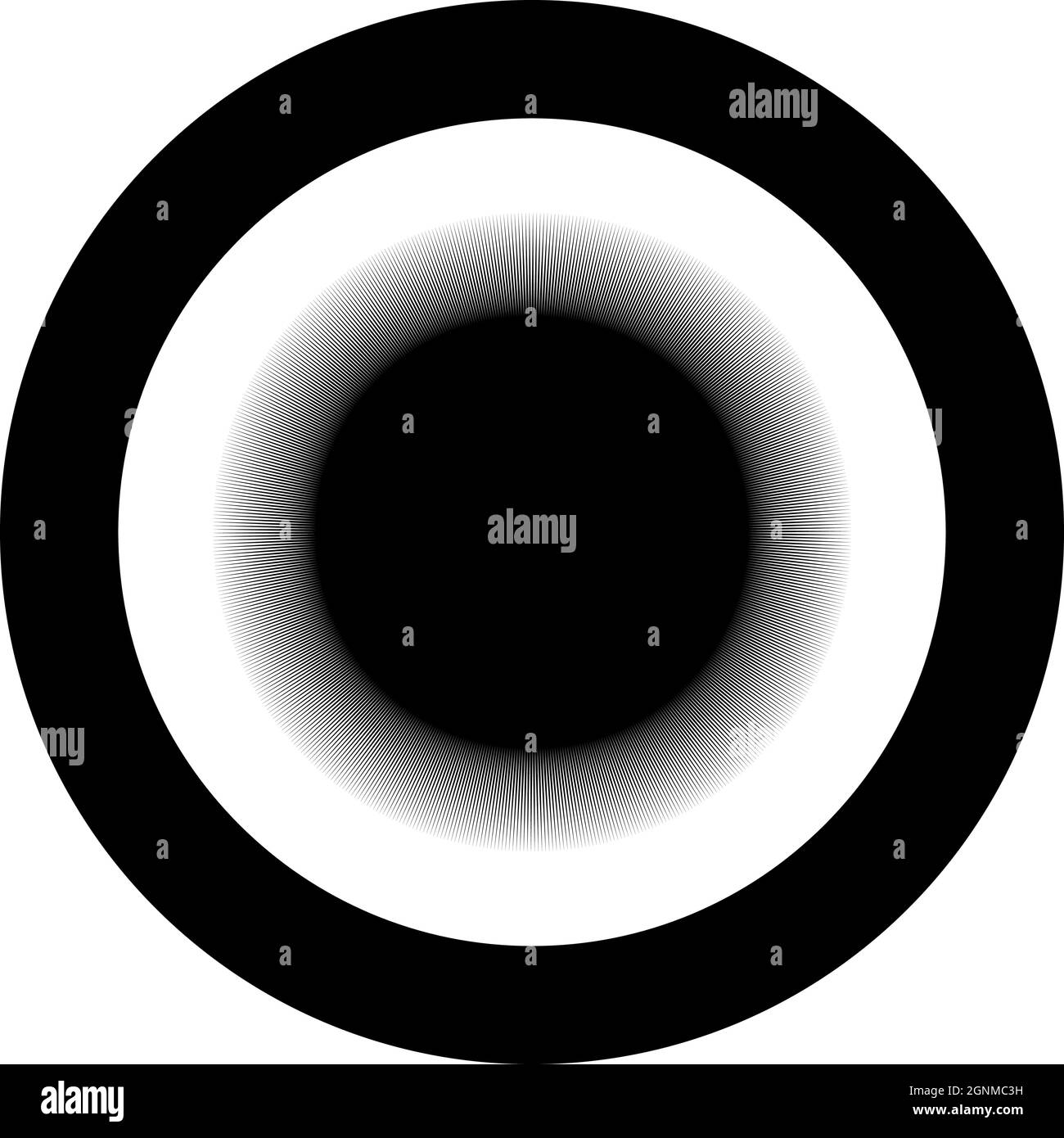 Icona del sole in cerchio circolare immagine vettoriale di colore nero a contorno pieno stile immagine semplice Illustrazione Vettoriale