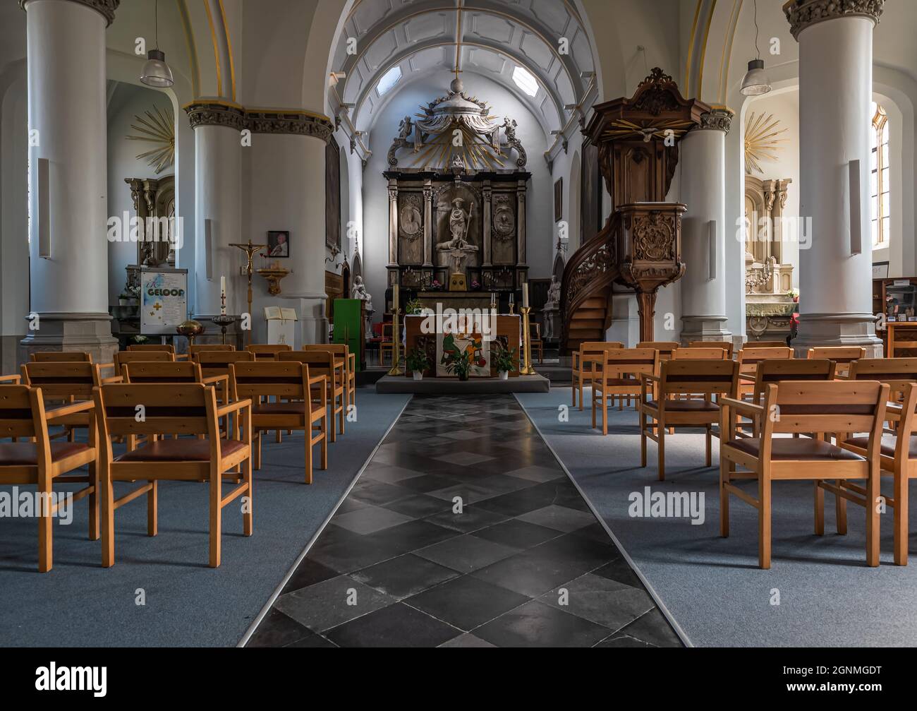 Chiesa cattolica di Wespelaar, interior design Foto Stock