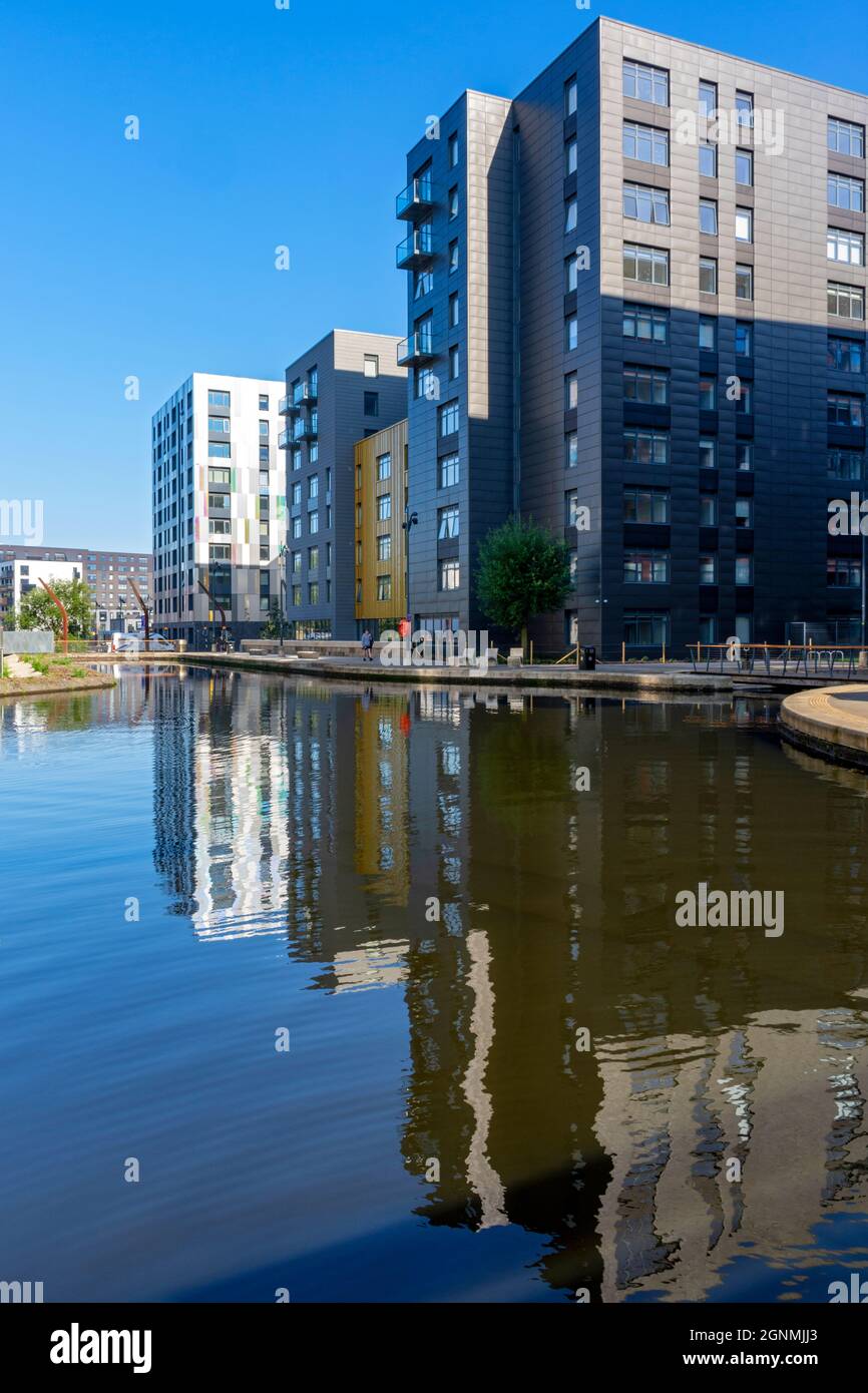 Gli appartamenti di Weavers Quay e Lampwick Quay, New Islington, Ancoats, Manchester, Inghilterra, REGNO UNITO Foto Stock