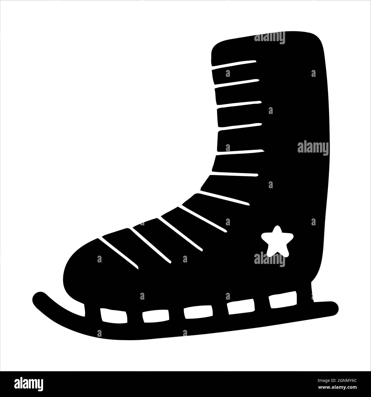 Disegno a mano di Natale Ice skate vettore illustrazione logo icona. Winter pelle abito design elemento modello sfondo. Scarpa simbolo di Capodanno Illustrazione Vettoriale