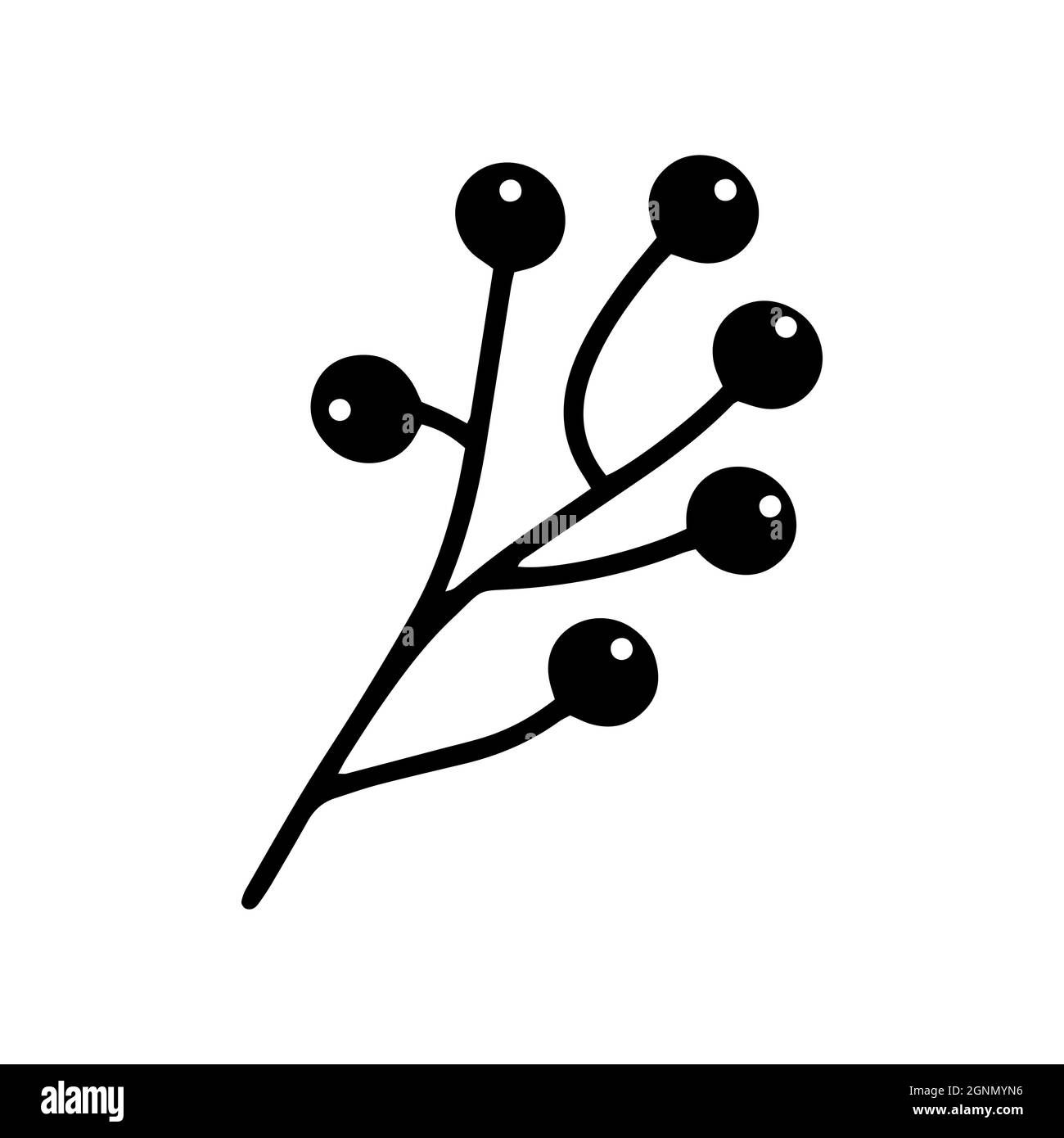 Disegno a mano nero bacche gelder rosa pianta su sfondo bianco illustrazione bello inverno ramo logo icona elemento grafico disegno a mano Natale Illustrazione Vettoriale