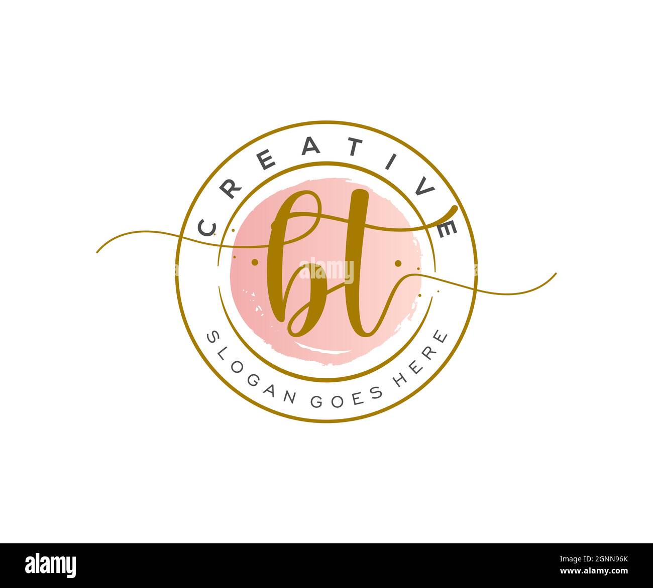 BT monogramma di bellezza del logo femminile e design elegante del logo, logo di scrittura a mano della firma iniziale, matrimonio, moda, floreale e botanico con creativo Illustrazione Vettoriale