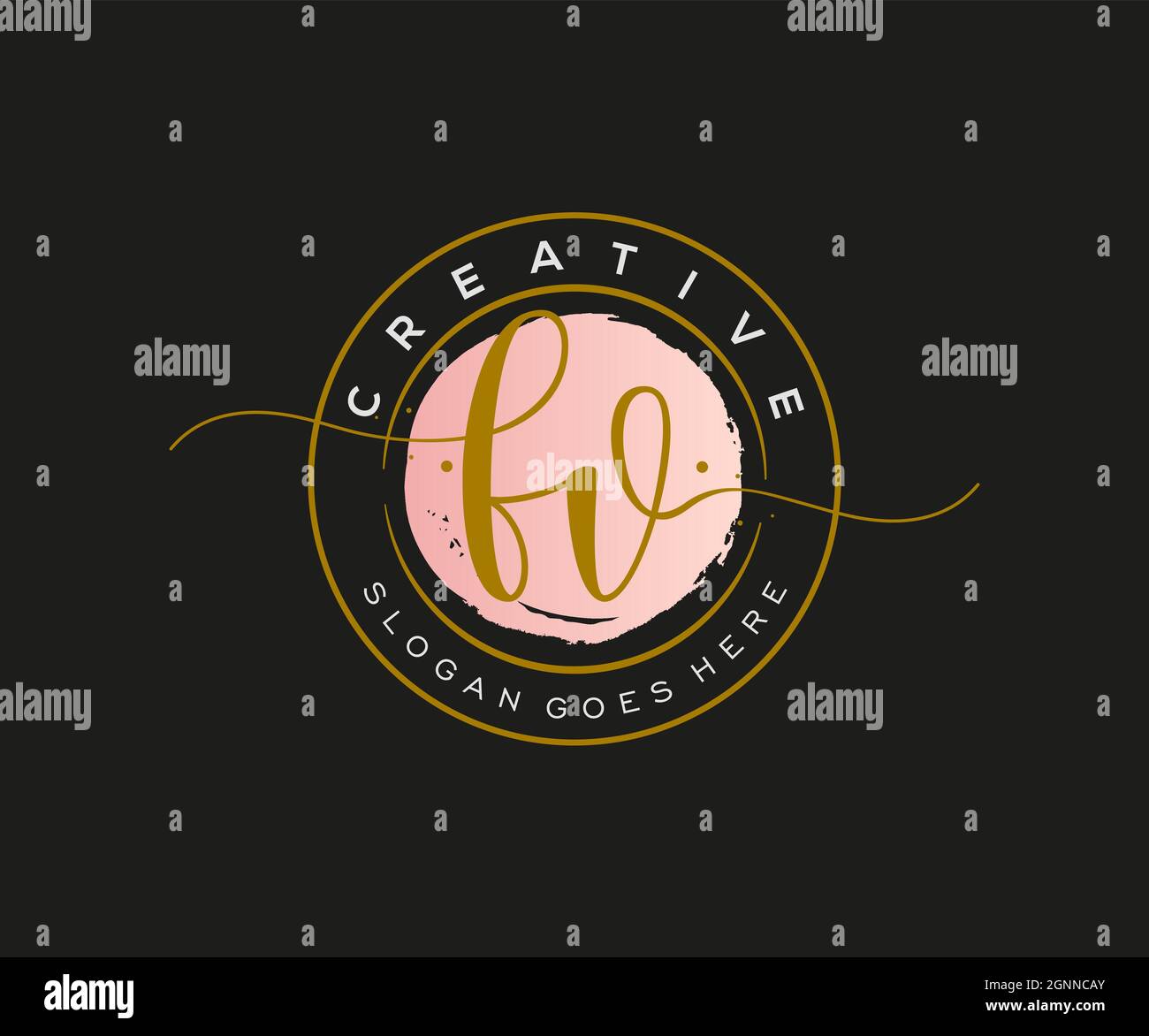 Logo Femminile monogramma di bellezza ed elegante design del logo, logo di scrittura a mano della firma iniziale, matrimonio, moda, floreale e botanico con creativo Illustrazione Vettoriale