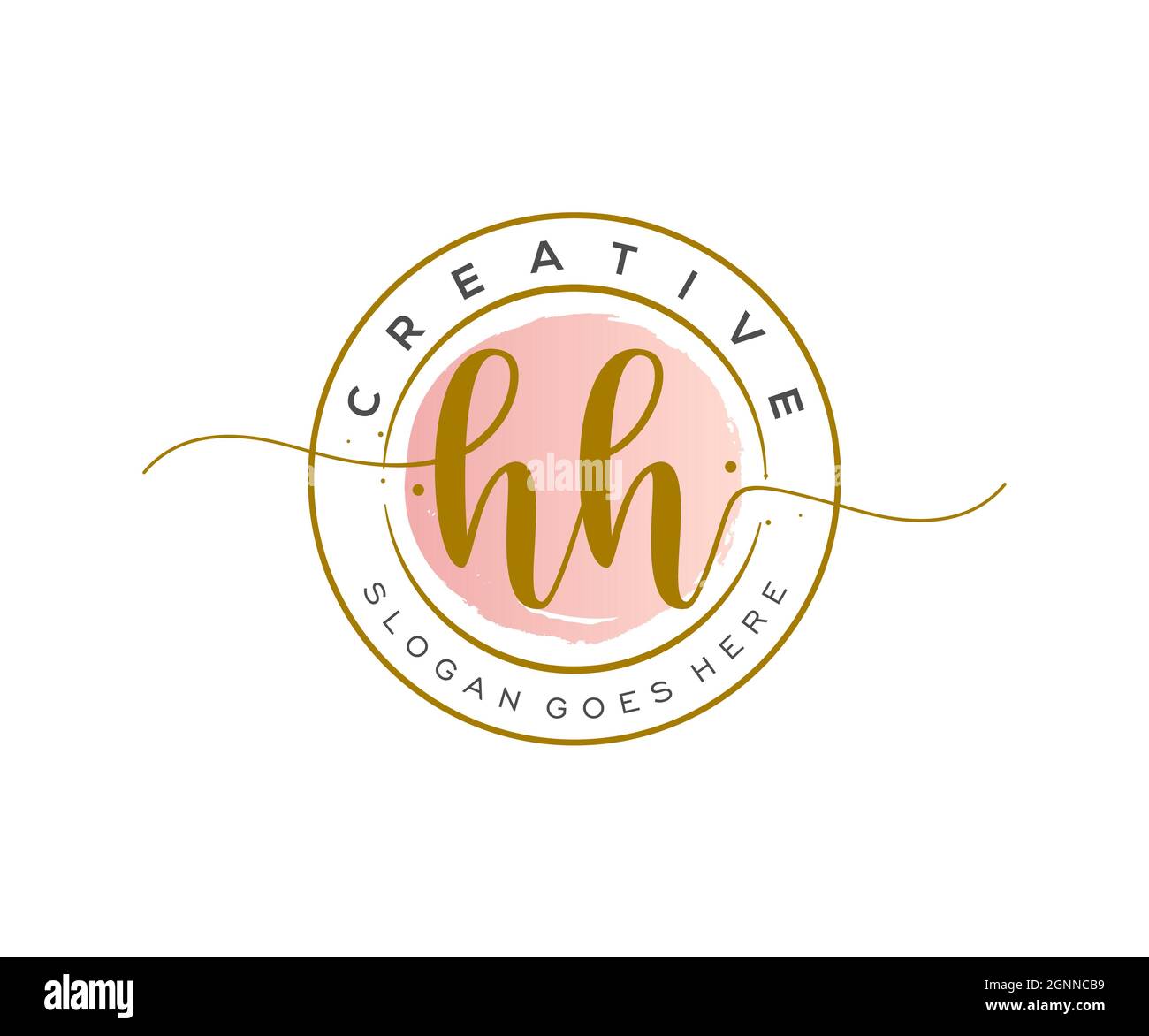 HH monogramma di bellezza del logo Femminile e design elegante del logo, il logo di scrittura a mano della firma iniziale, il matrimonio, la moda, floreale e botanico con creativo Illustrazione Vettoriale