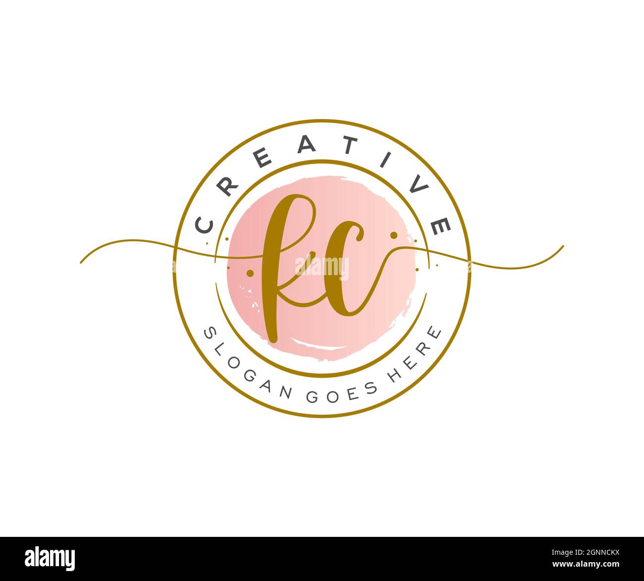 KC Monogramma di bellezza del logo femminile e design elegante del logo, logo di scrittura a mano della firma iniziale, matrimonio, moda, floreale e botanico con creativo Illustrazione Vettoriale