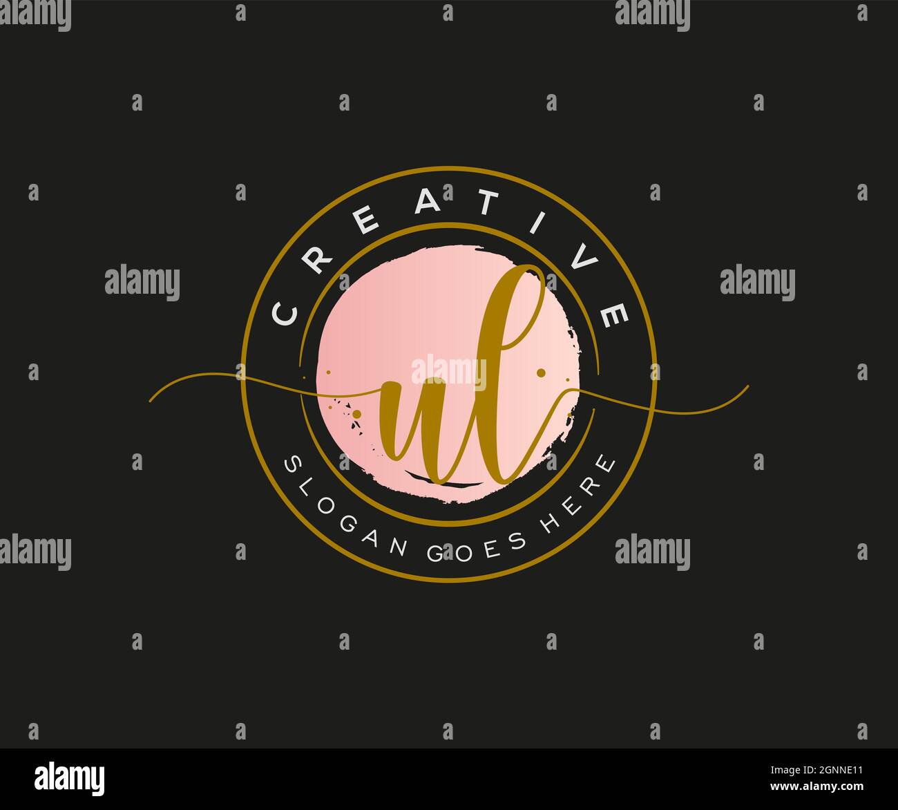 Monogramma di bellezza con logo UL Femminile ed elegante design con logo, logo scritto a mano della firma iniziale, matrimonio, moda, floreale e botanico con creatività Illustrazione Vettoriale