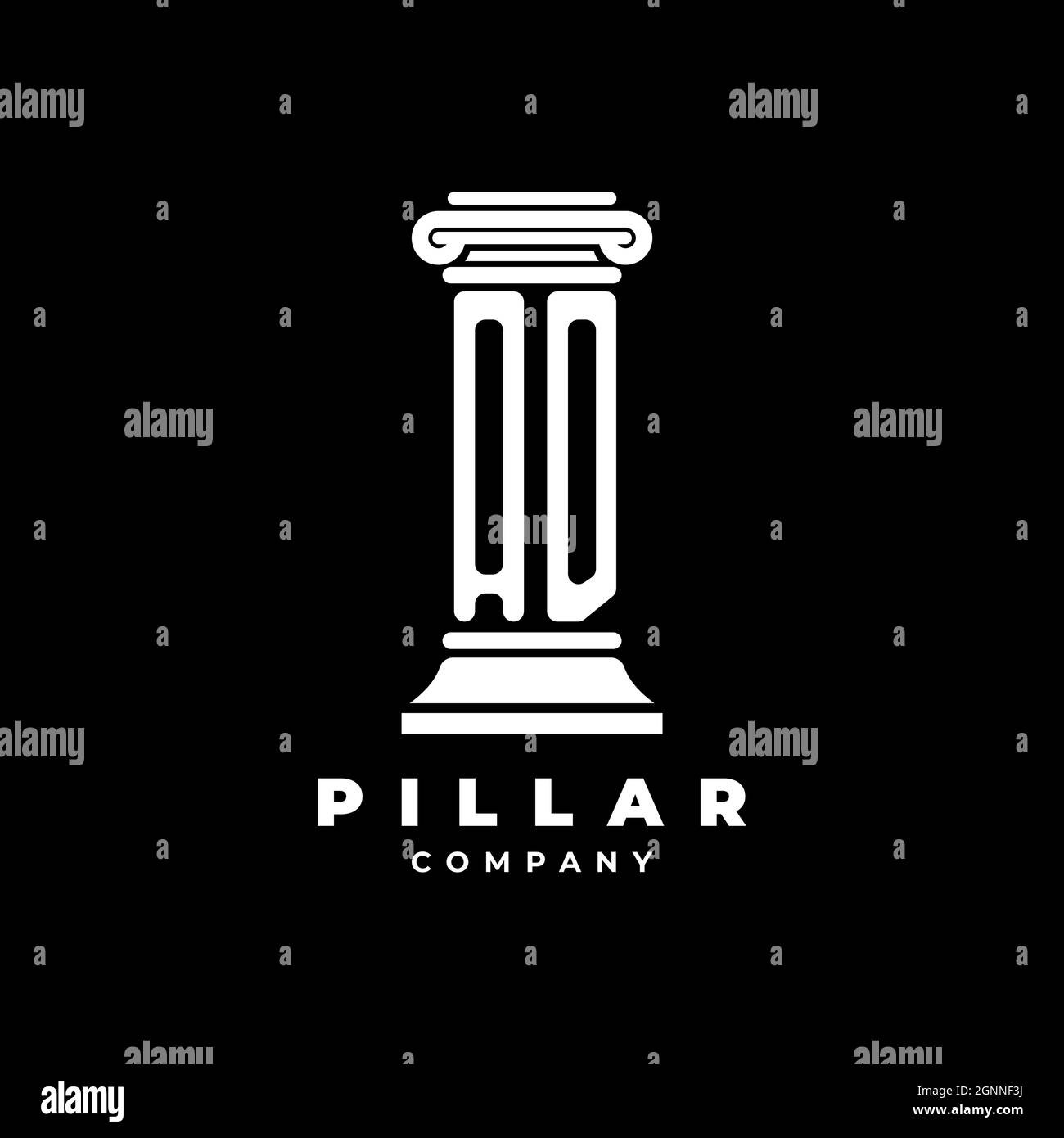 LOGO AD Monogram lettera pilastri forma avvocato stile vettore, società studio legale isolato in sfondo nero Illustrazione Vettoriale