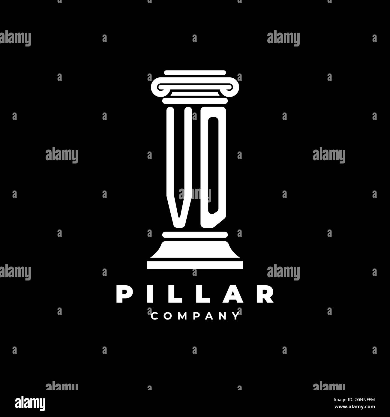 VD Monogram Logo Letter Pillars forma avvocato stile vettore, società studio legale isolato su sfondo nero Illustrazione Vettoriale