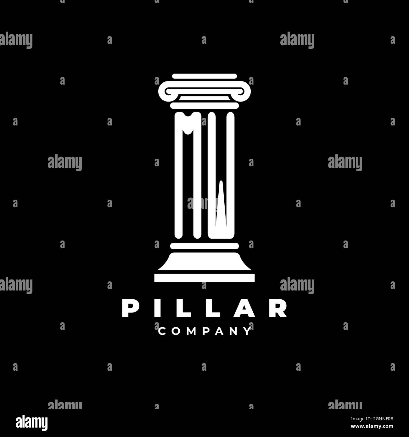 MW Monogram Logo Letter Pillars forma avvocato stile vettore, società studio legale isolato su sfondo nero Illustrazione Vettoriale