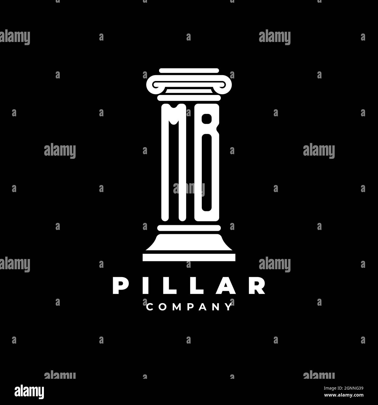 MB Monogram Logo lettera pilastri forma avvocato stile vettore, società studio legale isolato su sfondo nero Illustrazione Vettoriale