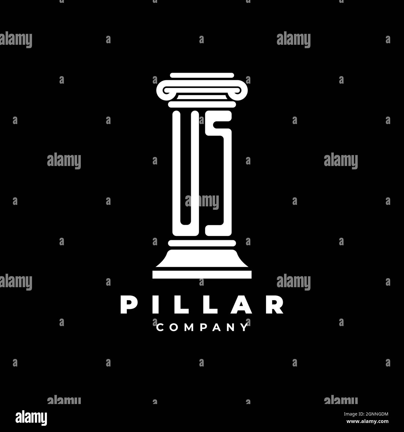 US Monogram Logo Letter Pillars forma avvocato stile vettore, società studio legale isolato su sfondo nero Illustrazione Vettoriale