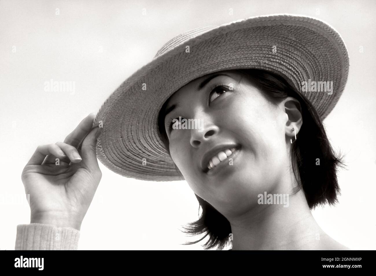 Cute Asian Woman with a Hat MR - Model released Foto Stock