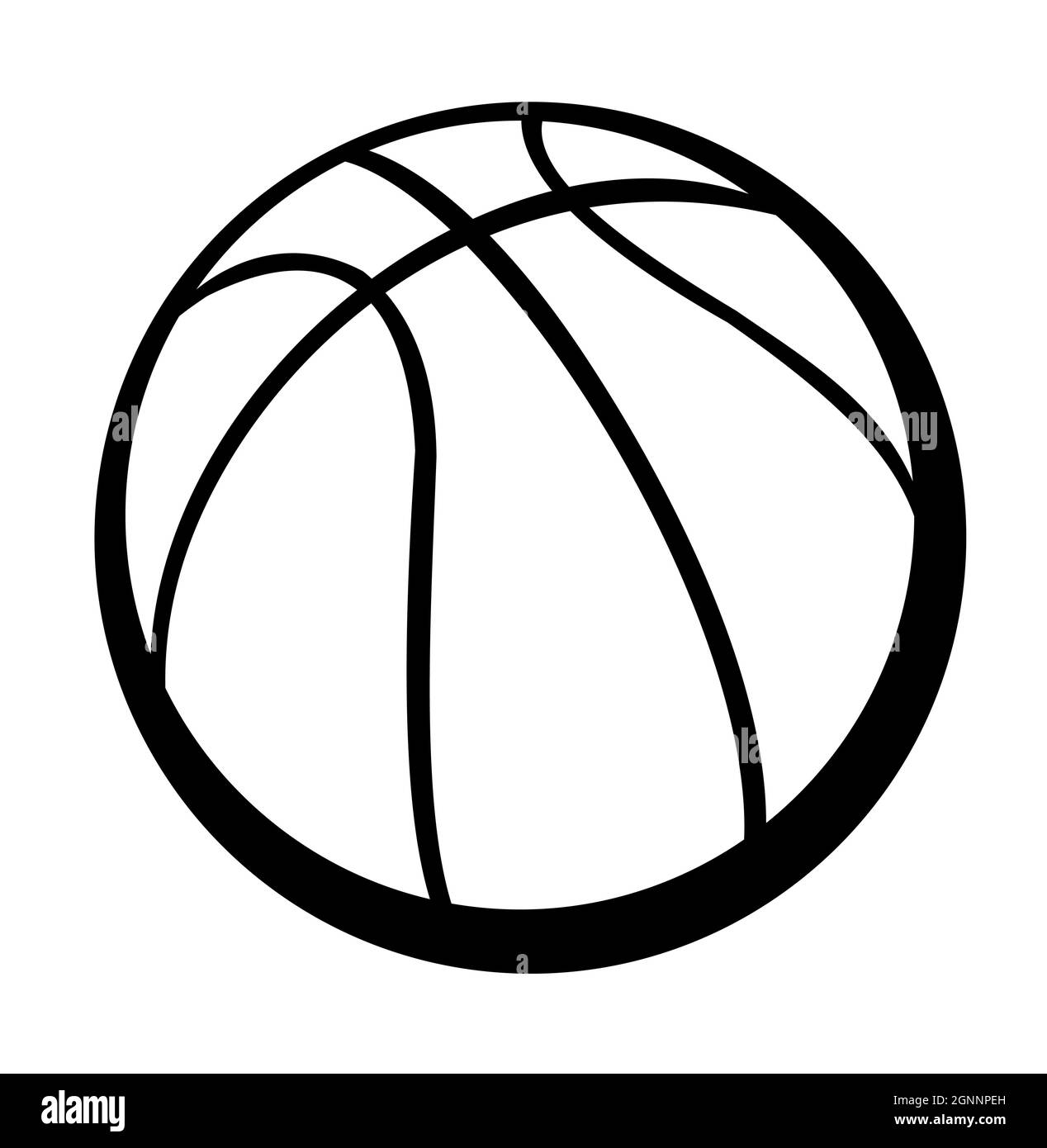 Palla di basket. Attrezzature sportive per atleti. Isolato su sfondo bianco. Simbolo, icona. Vettore di illustrazione stencil monocromatico. Illustrazione Vettoriale
