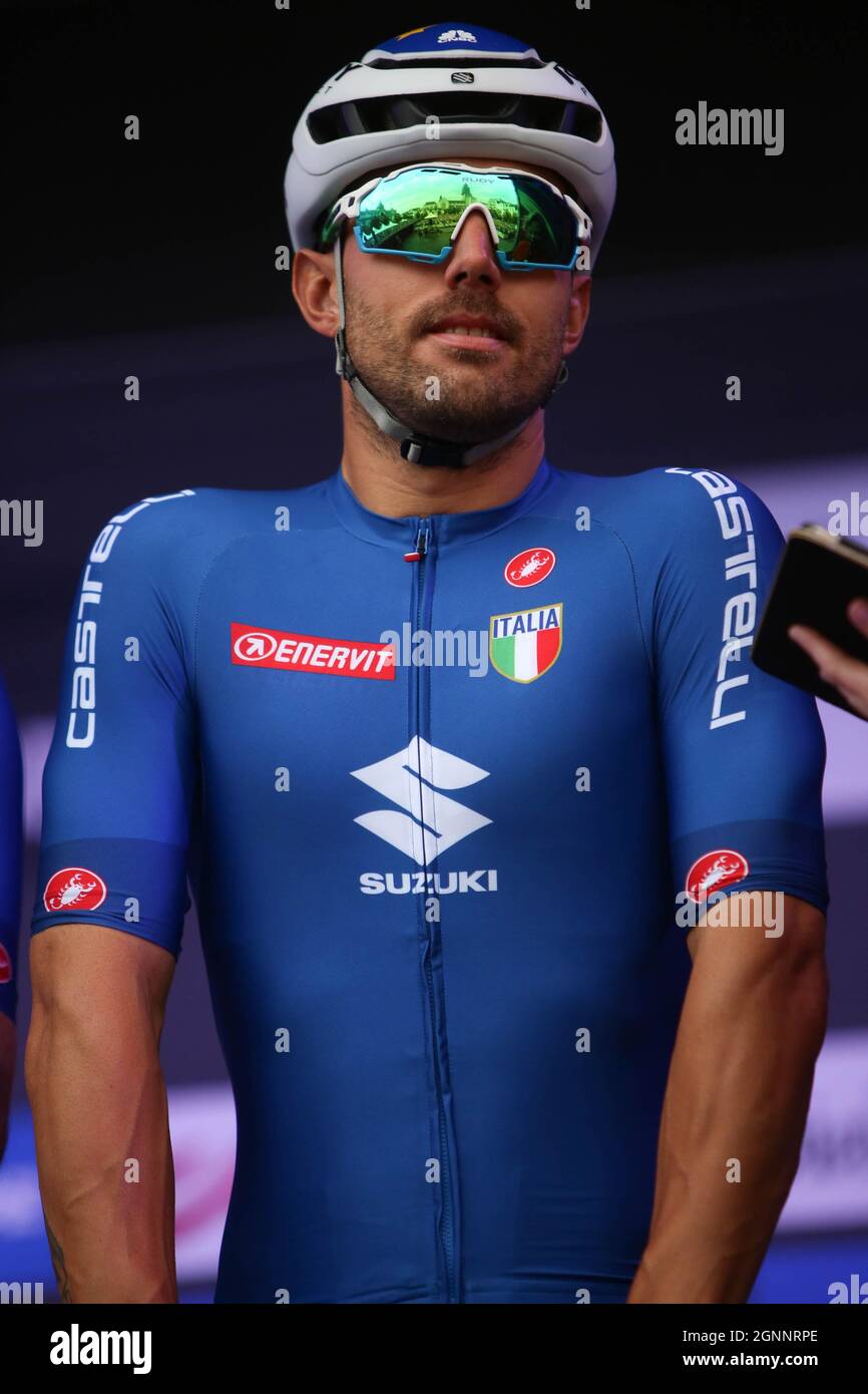 Sonny Colbrelli d'Italia durante i Campionati mondiali di strade 2021, Men Elite Road Race, il 26 settembre 2021, Anvers- Louvain, 268,3 km, Belgio - Foto Laurent Lairys / DPPI Foto Stock