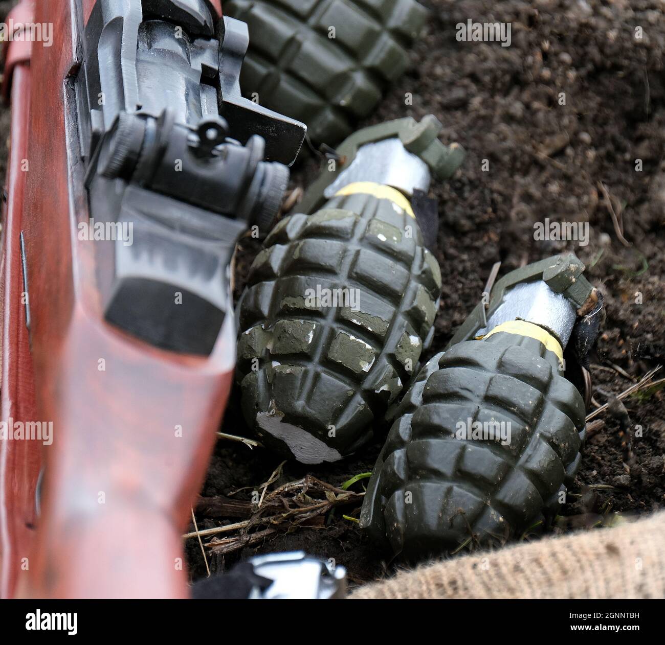 La frammentazione americana della seconda guerra mondiale mano granate al MODELLO bomba MULINI. Foto Stock