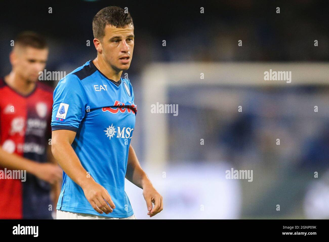 Il centrocampista tedesco della SSC Napoli Diego Demme durante la Serie Una partita di calcio tra la SSC Napoli e Cagliari allo stadio Diego Armando Maradona di Napoli, nel sud Italia, il 16 settembre 2021. Foto Stock