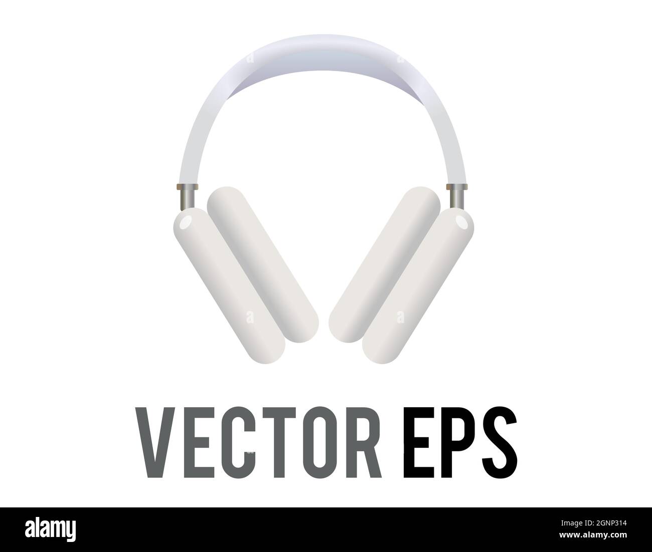 Icona delle cuffie bianche vettoriali isolate, utilizzata per ascoltare musica o altri tipi di audio Illustrazione Vettoriale