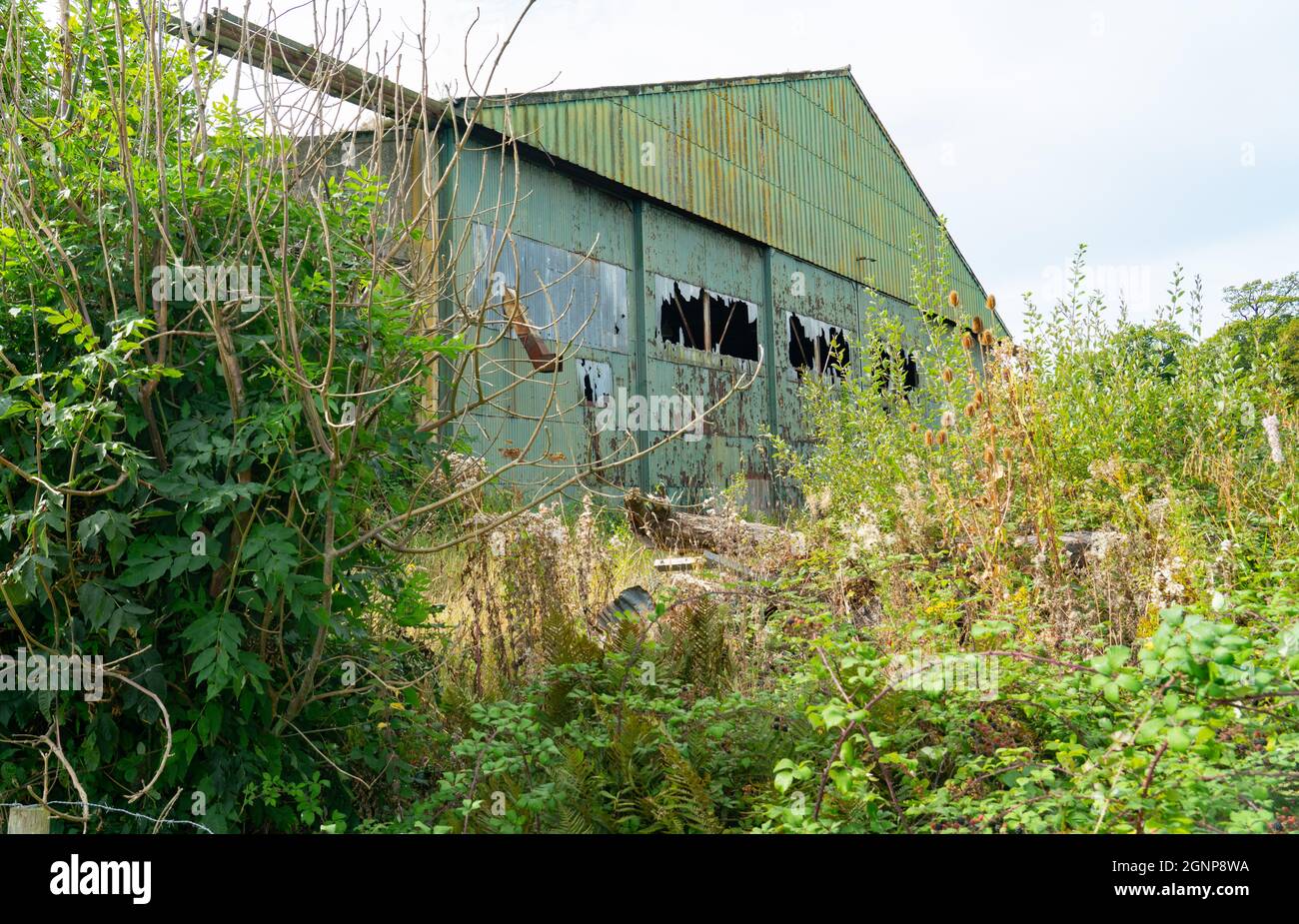 La fabbrica derelitto di Lairds di Anglesey, vicino Llangoed, Anglesey, Galles del Nord. Preso nel settembre 2021. Foto Stock