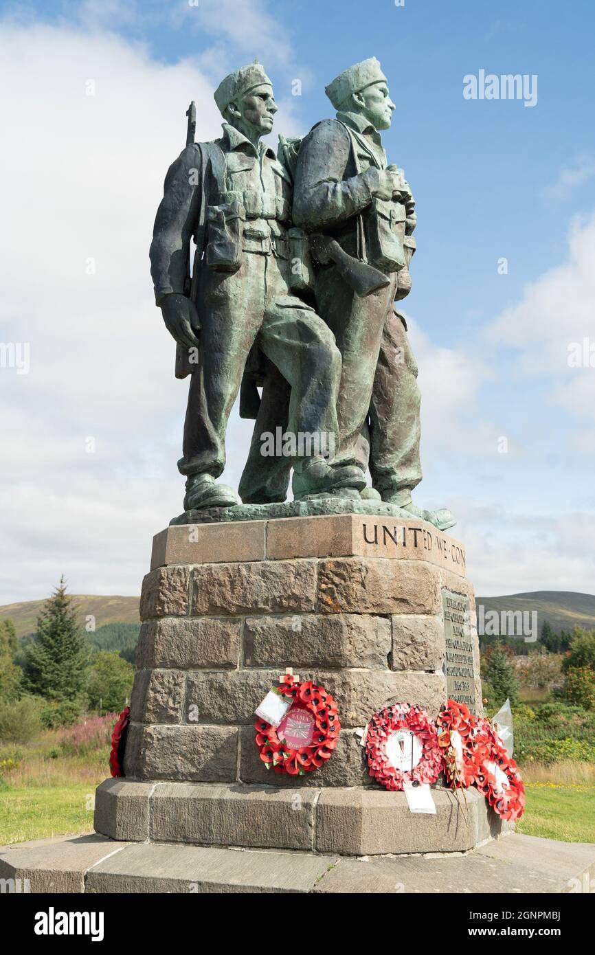 Memoriale nelle Highlands scozzesi ai commando che qui si allenarono per la guerra mondiale 2 Foto Stock