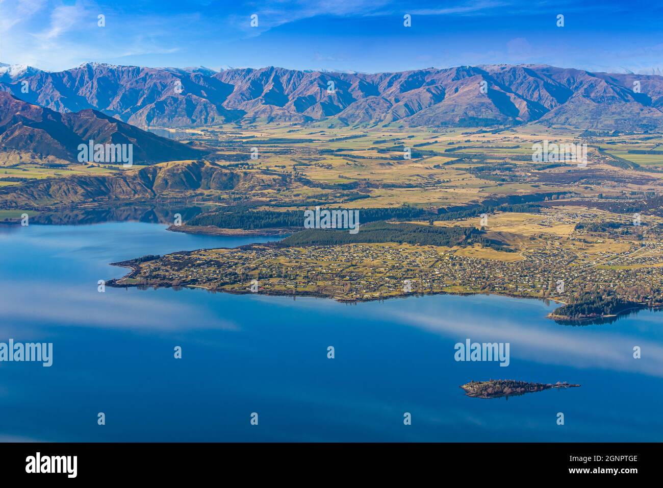 Lago Wanaka paesaggio di montagna Isola del Sud Nuova Zelanda Foto Stock