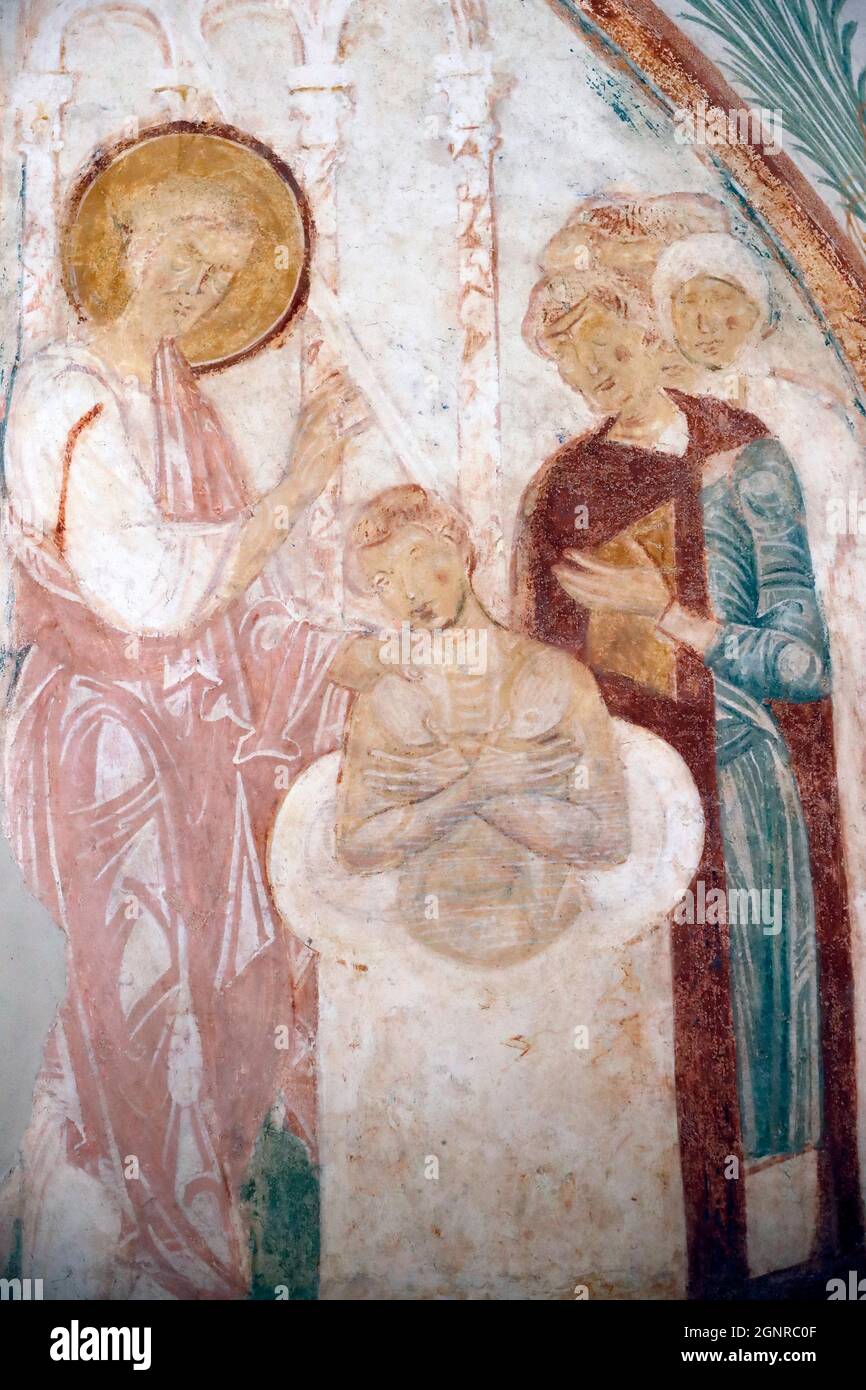 Basilica patriarcale di Aquileia. Cripta degli affreschi 12 ° secolo. Italia. Foto Stock