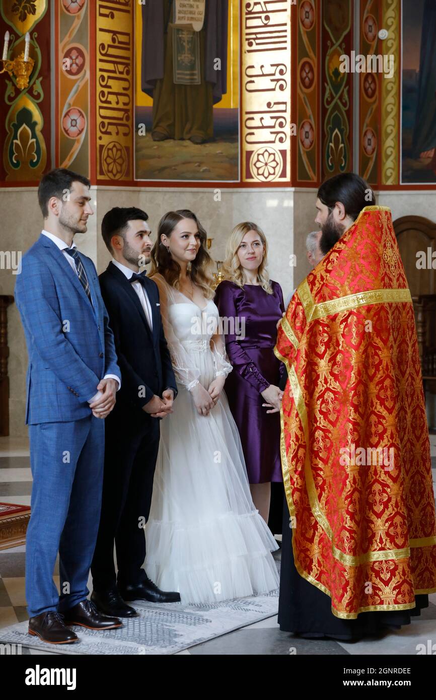 Matrimonio nel monastero di Curchi, Moldavia Foto Stock