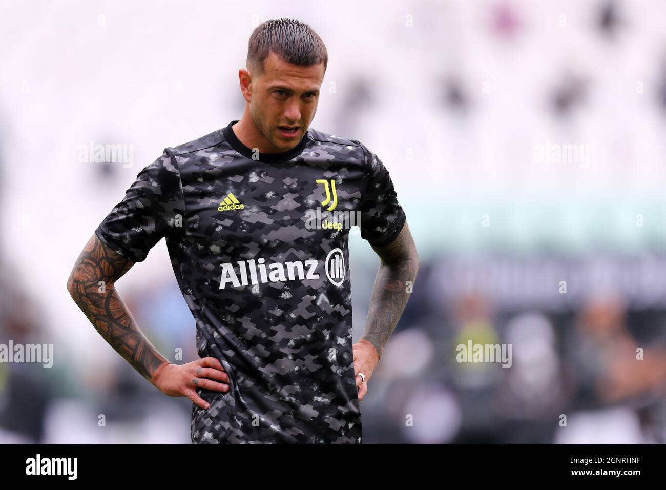 Federico Bernardeschi della Juventus FC durante il riscaldamento davanti  alla Serie A partita tra Juventus FC e UC Sampdoria Foto stock - Alamy