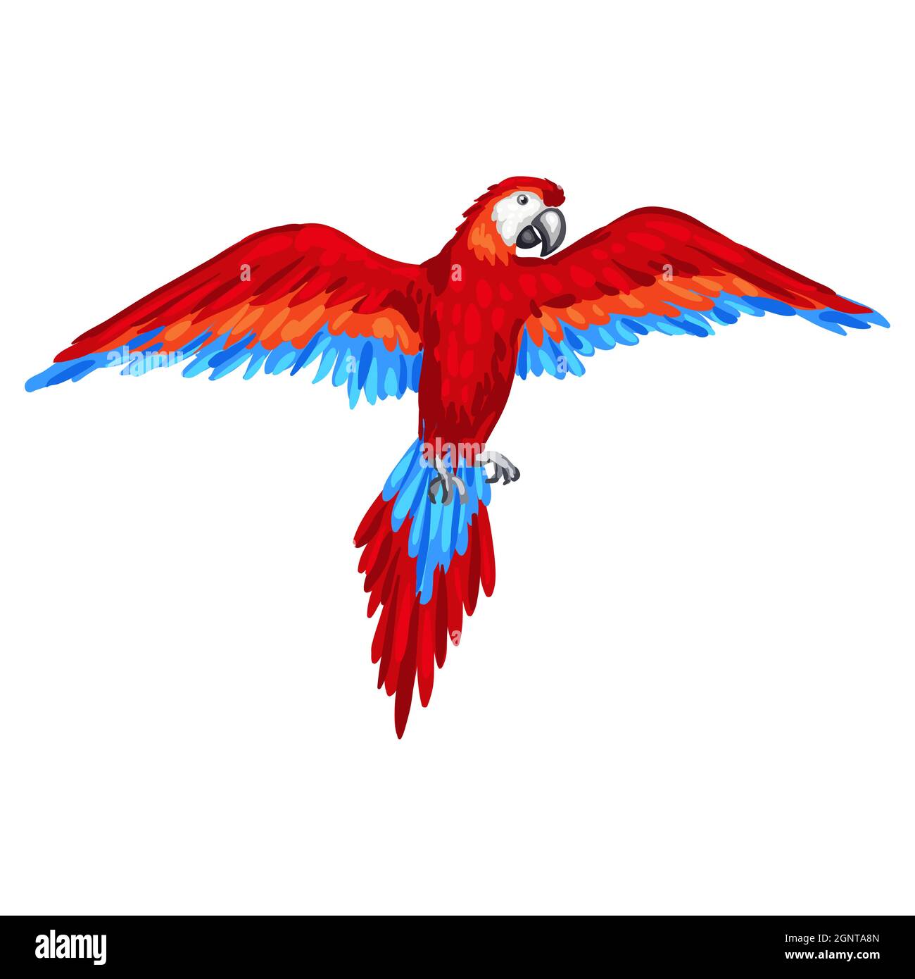 Illustrazione stilizzata del pappagallo. Immagine per design o decorazione. Illustrazione Vettoriale
