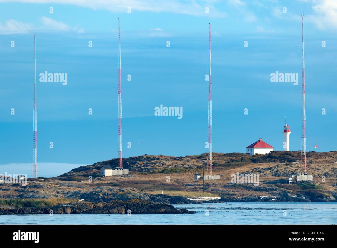 Vista panoramica del faro Trial Islands, Victoria, BC Canada Foto Stock