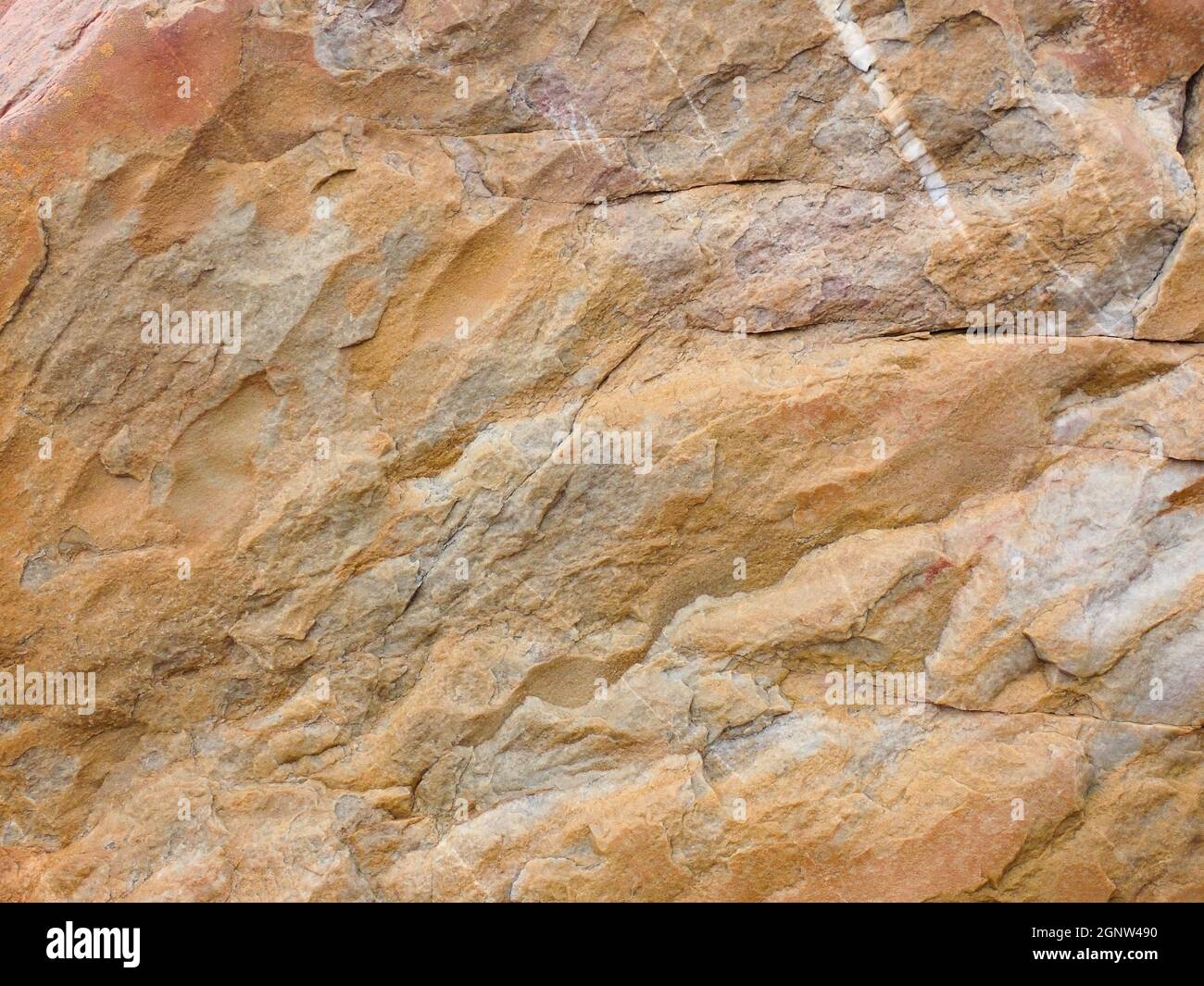 Arenaria naturale superficie rocciosa con strisce di quarzo Foto Stock