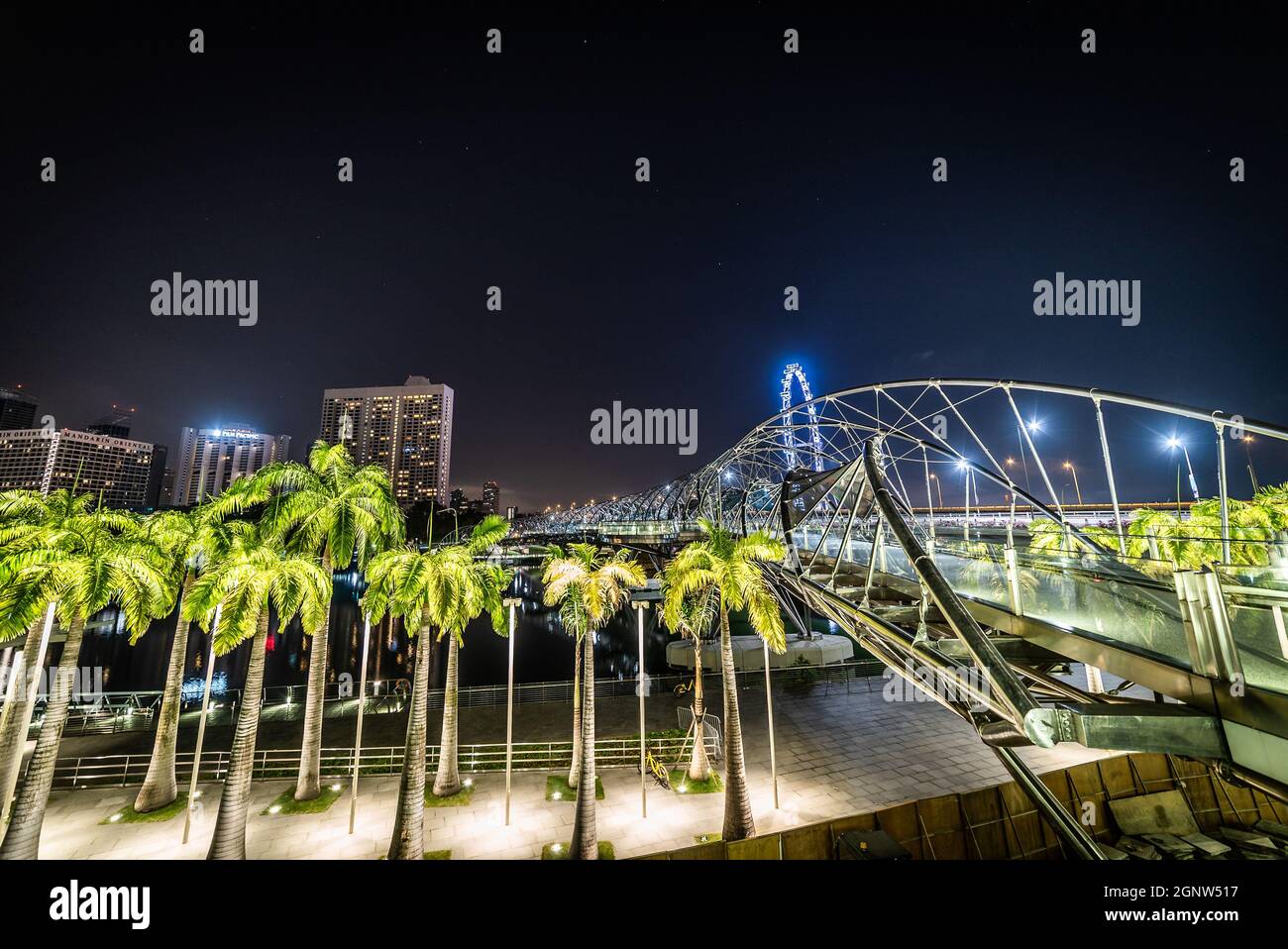 Singapore di Notte, Ubicazione Marina Bay Foto Stock