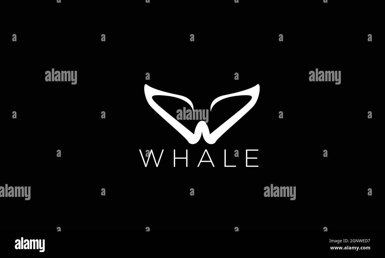 W Design del logo vettoriale Whale Illustrazione Vettoriale
